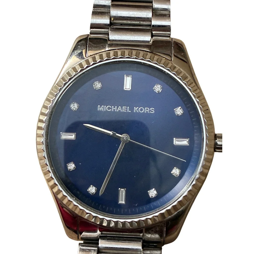 Michael Kors Lexington MK8307 Mens Navy Blue Dial Silver Stainless Steel Watch